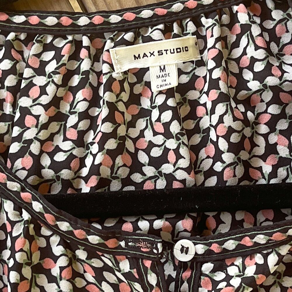 Max Studio Floral Babydoll Tunic Dress - Drop Waist - Button Front - Women's M - Picture 5 of 5